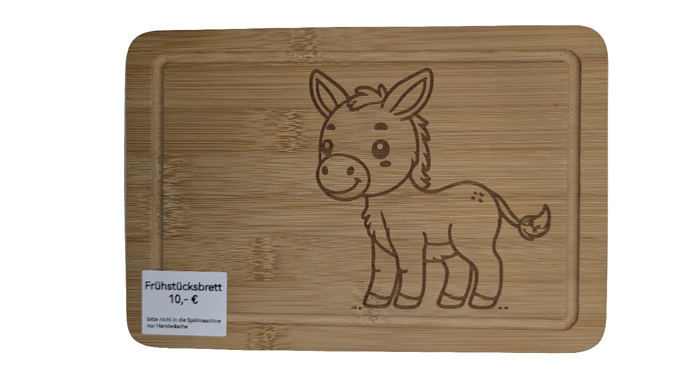 Holzbrett Frühstücksbrett kleiner Esel