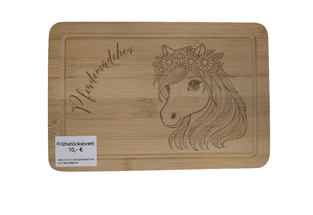 Holzbrett Frühstücksbrett Pferdemädchen
