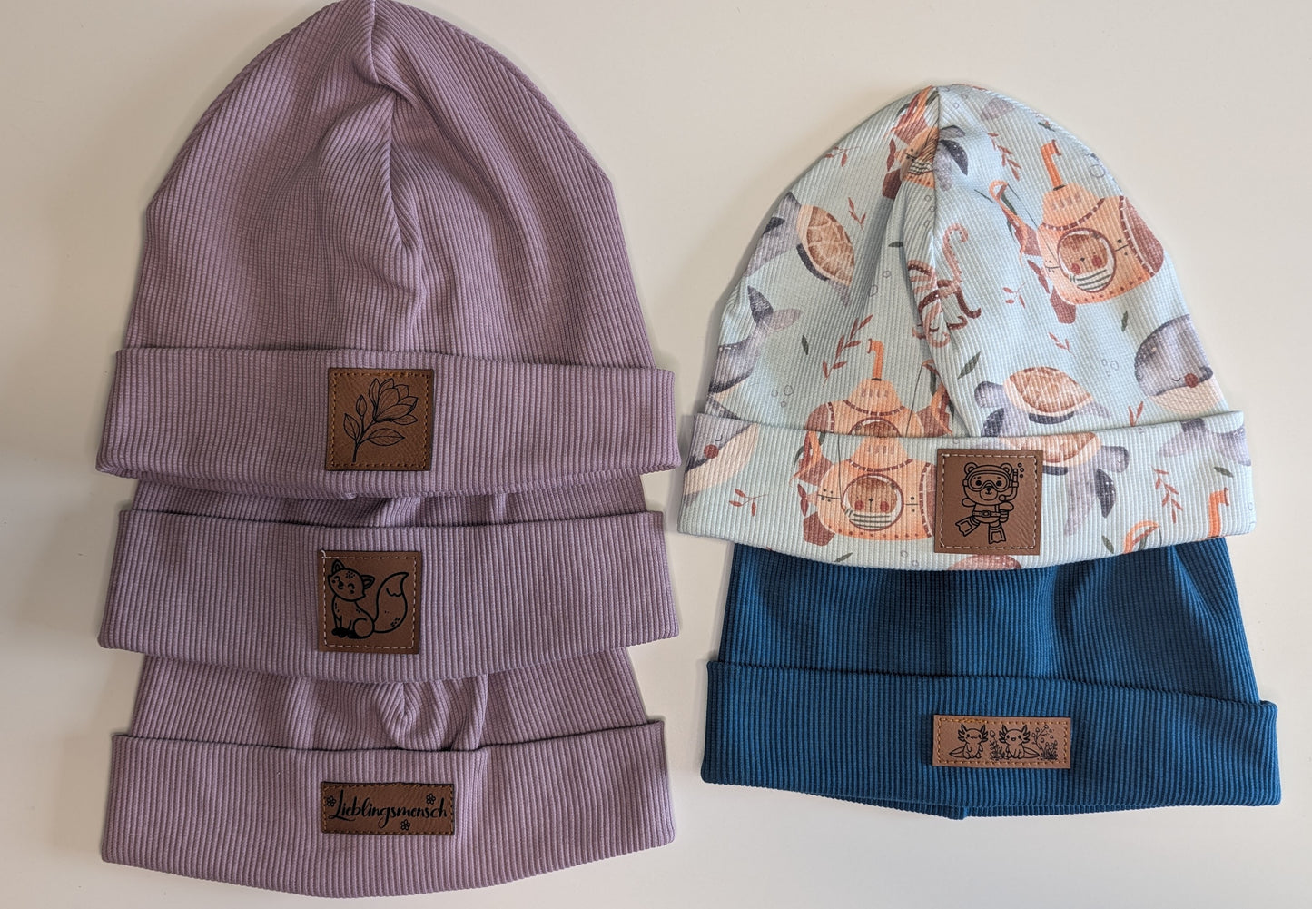 Kindermützen Rippbeanie Rippmütze KU: 48-52 Gr. ca. 92/98/104 verschiedene Designs